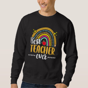 Sweatshirt Meilleur enseignant jamais Leopard Boho Rainbow En