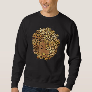 Sweatshirt Melanin Queen Leopard Afro Cheveux Africain Améric