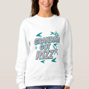 Sweatshirt Mémé a du Rizz — Pop sarcelle‑rose atomique