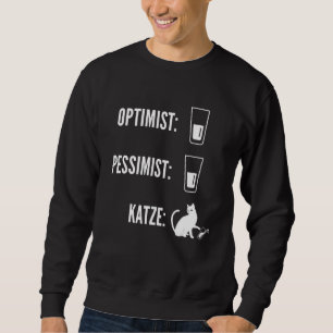 Sweatshirt Mème de chat Cat Optimist Pessimist Glass demi-ple