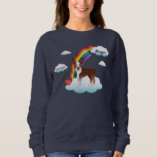 Sweatshirt Mémorial Arc-en-Ciel Boston Terrier Rouge et Blanc