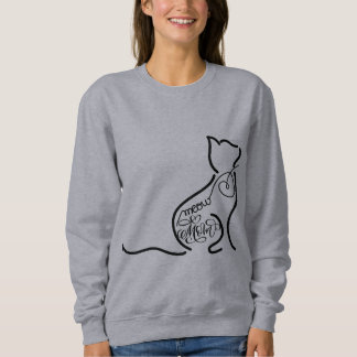 Sweatshirt Meow Mom ; Stylish Fashion line art chat maman
