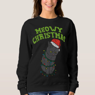 Sweatshirt Meowo Catmas Chat Noir Drôle Noël Noël Chat Ow