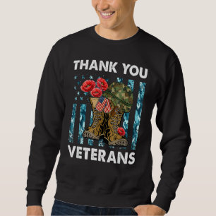 Sweatshirt Merci Vétéran Bottes de combat Fleurs Vétéran Da