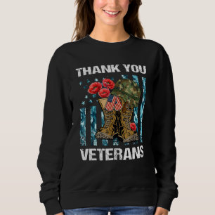 Sweatshirt Merci Vétérans de combat Bottes de coquelicot Vétè