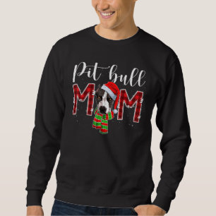 Sweatshirt Mère Pit bull Chapeau Santa Carreaux Mère de chien