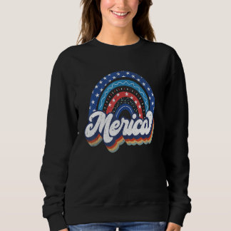 Sweatshirt Merica Rainbow Usa 4 juillet Amérique Vintage Fl