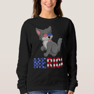 Sweatshirt Merica Usa Drapeau Malamute de chien de l'Alaska L