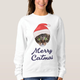 Sweatshirt Merry Catmas, Noël Chat Santa hat Invitation