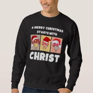 Sweatshirt MERRY CHRISTMAS MUSHROOMS Commence Avec Christ