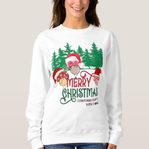 Sweatshirt MERRY CHRISTMAS MUSHROOMS en forêt
