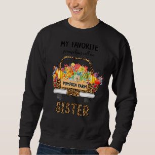 Sweatshirt Mes Citrouilles Favoris M'Appelent Soeur Léopard C