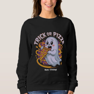 Sweatshirt Mignon Fantôme Mangeant de la Pizza Amusant Effray