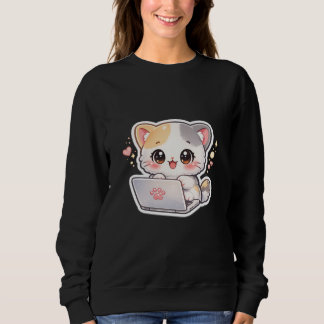 Sweatshirt Mignon Kawaii Chibi Chat avec Sweat-Shirt pour Fem