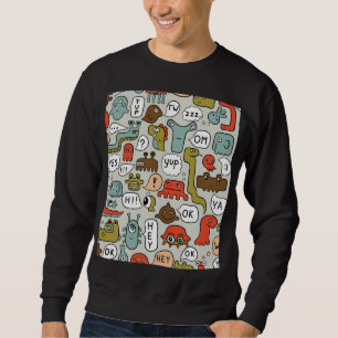 Sweatshirt Mignons monstres de dessin : Arrière - plan sans c