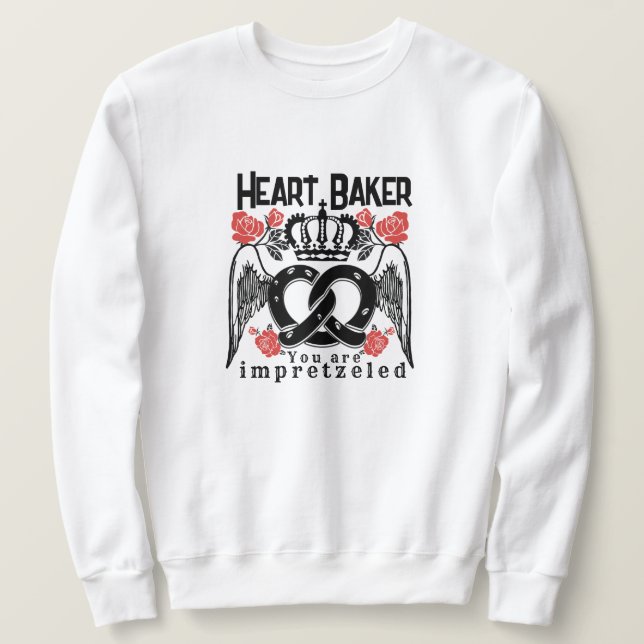 Sweatshirt Mikitiez bretzel pain boulangerie reine roi (Design devant)
