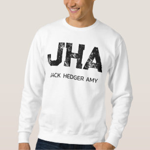 SWEATSHIRT MINIMALISTE NOIR MONOGRAMME À TROIS LETTRES NOM BL