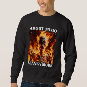 Sweatshirt Mode blanc Drôle Cringe Dur Skeleton Mème Flames