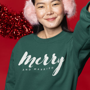 Sweatshirt Moderne Minimaliste Joyeux et Marié Écriture Perso