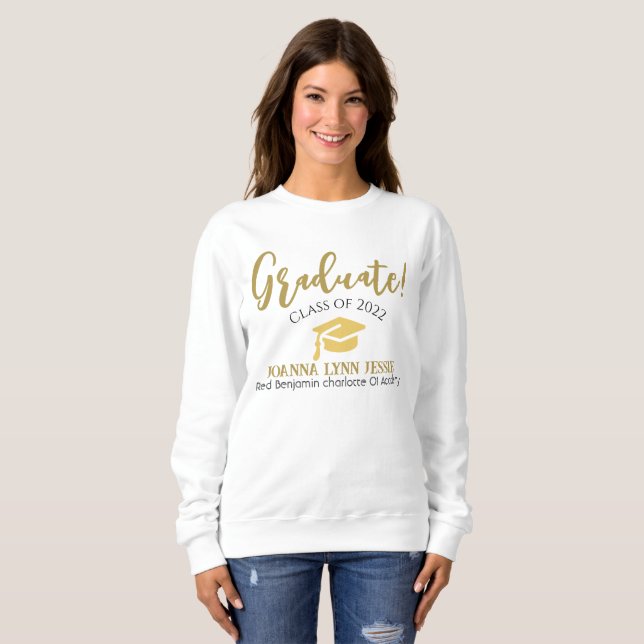 Sweatshirt Moderne Simple élégant Graduation or Casquette Scr (Devant entier)