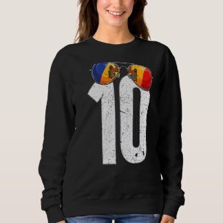 Sweatshirt Moldavie Joueur de football Numéro 10 drapeau mold