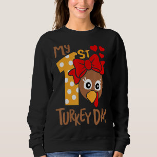 Sweatshirt Mon 1er Jour de la Turquie Gobble Thanksgiving din