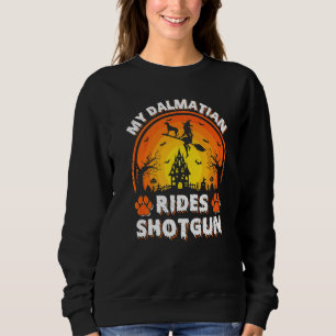 Sweatshirt Mon chien dalmate monte une sorcière au fusil de c