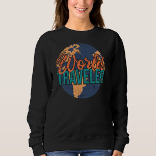 Sweatshirt Monde vintage Voyageur Retro Globe Pour Hommes Et
