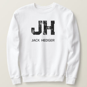 SWEATSHIRT MONOGRAMME DE NOM À DEUX LETTRES NOIR MINIMALISTE