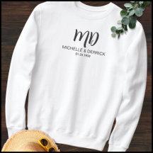 Monogramme noir et blanc moderne Nom du mari et de