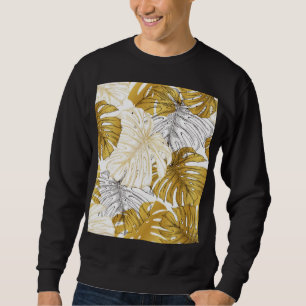 Sweatshirt Monstera Feuilles : Blanc doré