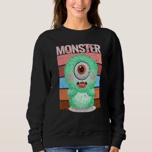 Sweatshirt Monstre Doux En Vert Croustillant Avec Un Oeil Géa