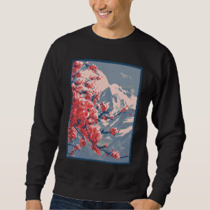 Sweatshirt montagnes de fleurs de sakura japonais nature