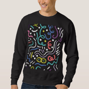 Sweatshirt Motif de brosse dessiné à la main, lignes de zigza