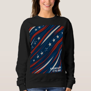 Sweatshirt Motif de rayures de drapeau américain minimaliste 