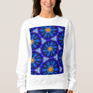 Sweatshirt Motif Fleurs bleues Abstraites