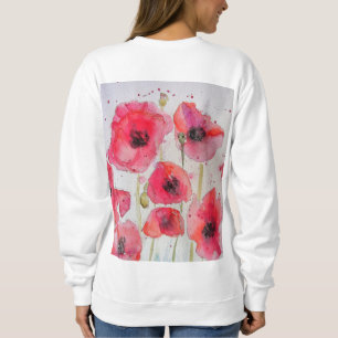 Sweatshirt Motif floral de pavot rouge Art aquarelle Fleur