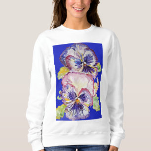 Sweatshirt Motif floral de pensée pourpre Art aquarelle Fleur
