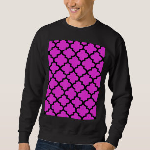Sweatshirt Motif Quatrefoil En Plan Noir Sur Rose Violet