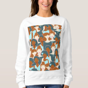Sweatshirt Motif sans couture avec filles noires et blanches
