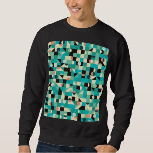 Sweatshirt motif vintage avec triangles et cercles.