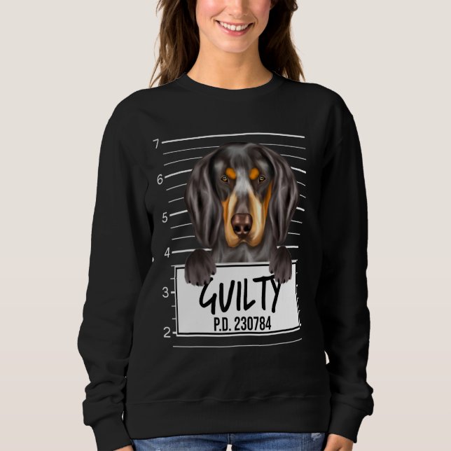 Sweatshirt Mugshot de Bluetick Coonhound Chien Coupable (Devant)