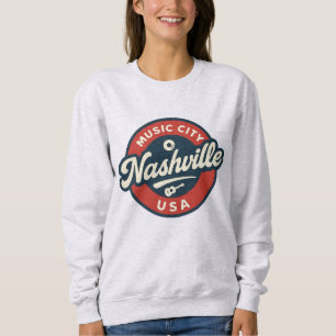 Sweatshirt Nashville Music City USA Insigne rétro - Vintage