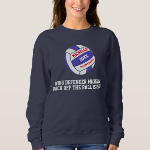 Sweatshirt Netball bleu blanc aile ailé défenseur fille