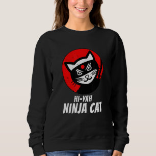 Sweatshirt Ninja Chat Distressed Tee Pour Chat Meow Katana Ca
