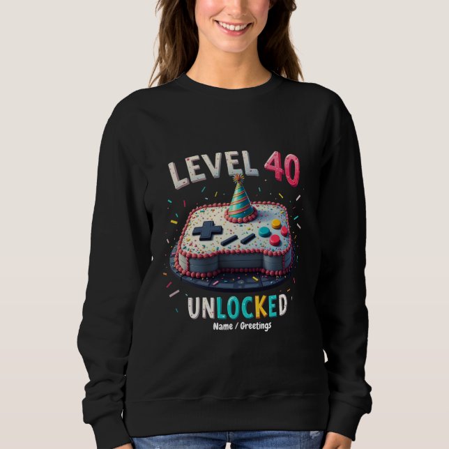Sweatshirt Niveau 40 Débloqué Style de jeu Anniversaire 40 an (Devant)
