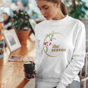 Sweatshirt Noël Baies de Houx Minimaliste Moderne