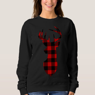 Sweatshirt Noël Buffalo Plaid Reindeer Deer Head X mas G
