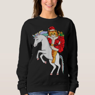 Sweatshirt Noël Chat Père Noël Casquette Unicorn Xmas