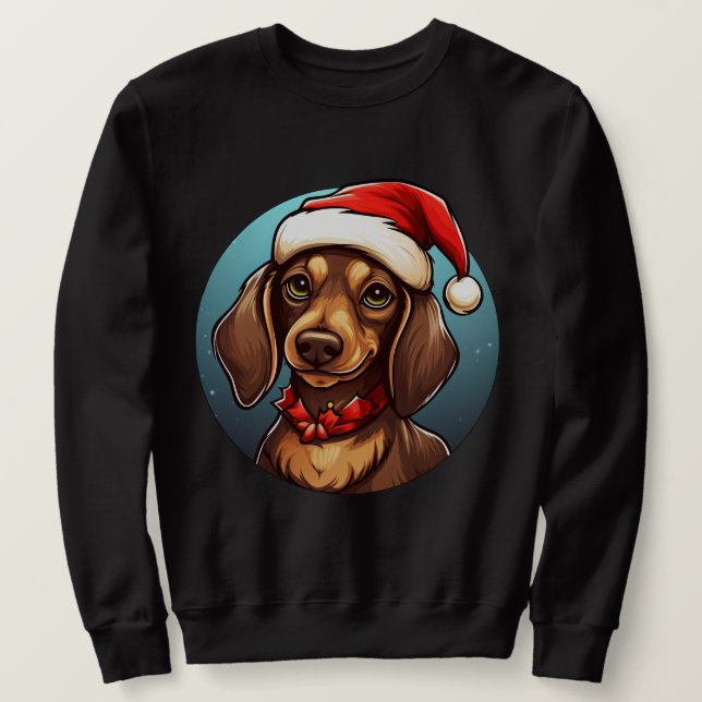 Sweatshirt Noël Dachshund (Design devant)